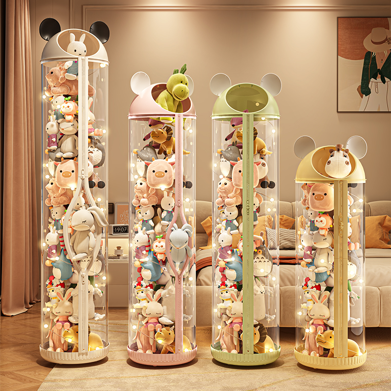 Doll containing barrel zipped with fun bay containing drum plush doll cloth finishing containing children's paparazzi transparent containing-Taobao