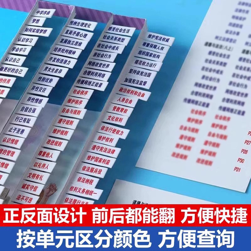 2026 Middle School Entrance Exam Politics and History Book Index Stickers, Junior High School Biology, Geography, and Social Studies Exam Open-Book Cheat Sheet Quick Reference Stickers for Grades 7, 8, and 9, People's Education Press Edition Textbook, Wanwei Index Sticky Notes, Convenient Stickers