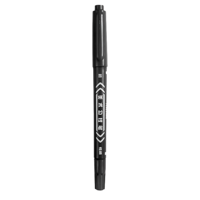 Water-Based and Oil-Based Black Marker, Waterproof and Oil-Proof, Non-Fading, Quick-Drying, Small Dual-Tip, Thick and Thin Tips, Special for Construction Sites, Blue and Red, Special for Art, Children's Drawing, Elementary School Students' Outlining Pen