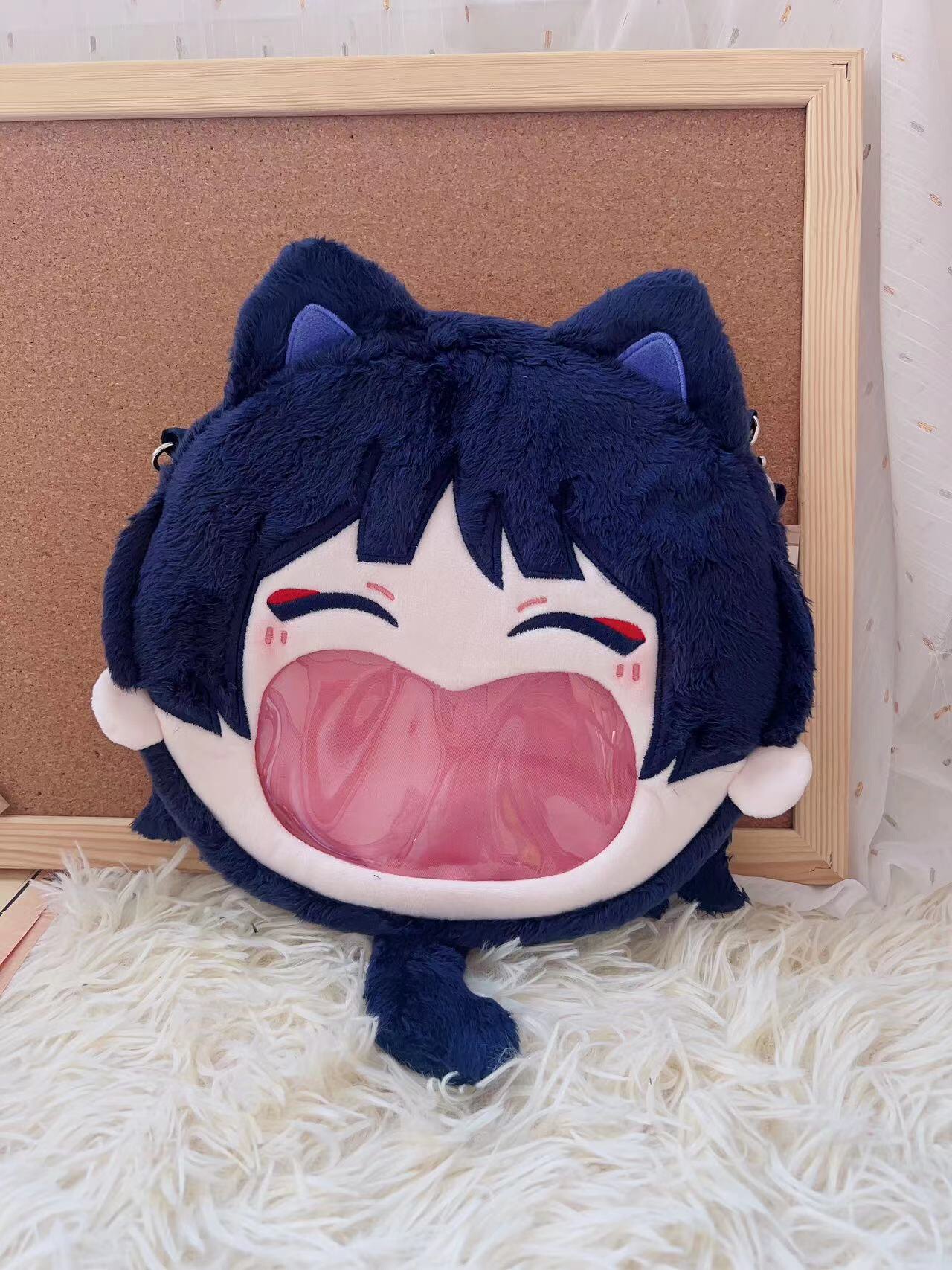 Genshin Impact Wanderer Scaramouche Big Mouth Pain Bag Original Tighnari Plush Storage Crossbody Bag Peripheral Doll Bag Gift