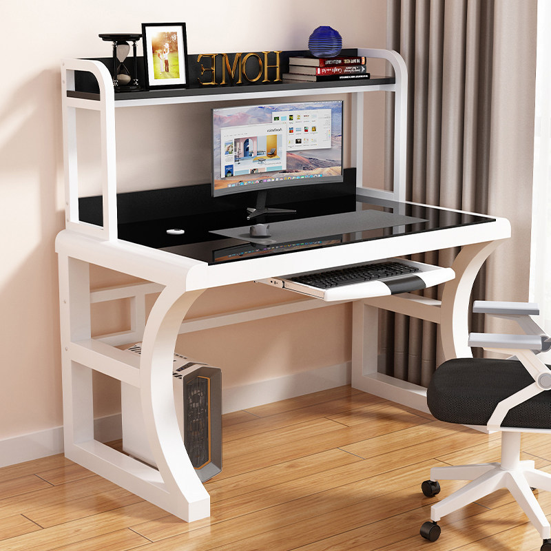 Hong Kong and Macau Free Shipping Computer Desk Desktop Study Desk Bookshelf Integrated Table Student Home Use with Keyboard Tray Modern Simple