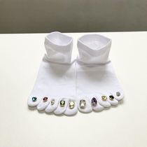 Five-finger gemstone socks with diamonds manicure garters shiny diamond socks five-finger creative toe socks womens crystal socks couple socks