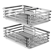 1434 Ermola basket kitchen cabinet 304 stainless steel double layer drawer type dish rack cabinet seasoning bowl basket