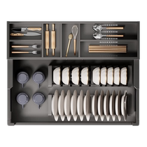 1434 Ermo gun ash pull basket kitchen cabinet stainless steel three-layer drawer-type seasoning storage dish rack
