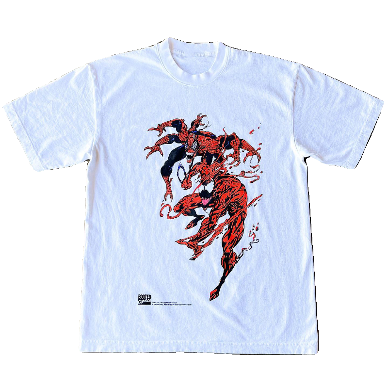 Small neckline!VENUM vs SpiderMan whitetee Venom Spider-Man creative texture short-sleeved T-shirt