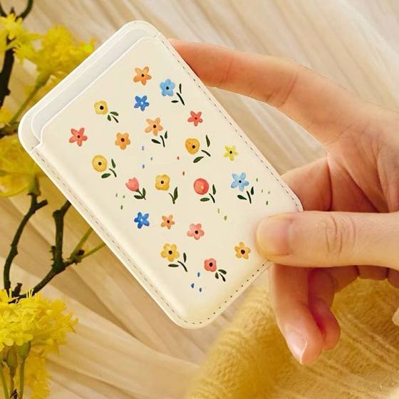 
Magnetic card bag new small fresh flower card bag portable certificate set student meal card bus card storage bag