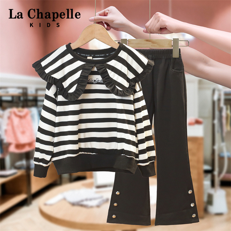 Lashabelle children's clothing girl suit 2023 fall new child foreign air weaver tennis red casual pants two sets-Taobao