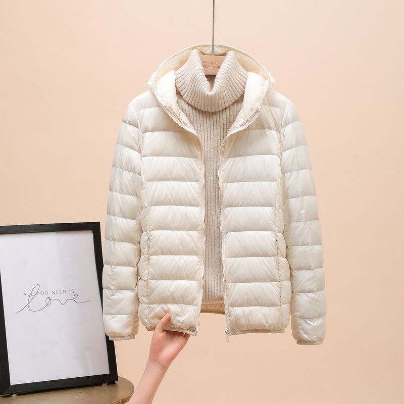 2026 New Large Size down Jacket for Women, Hooded, Stand-Up Collar, Short Style, Student Korean Style, Cute, Slim Fit, Lightweight Coat