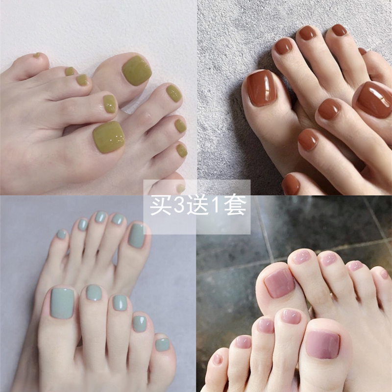 Solid Color Toenail Patches, Manicure, Fake Nails, Finished Product, Suitable for Pregnant Women, Removable, Wearable, Waterproof Toenail Patches
