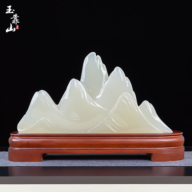 Natural Jade Stone Ornament for Home and Office Decoration, High-End Small Rockery Design