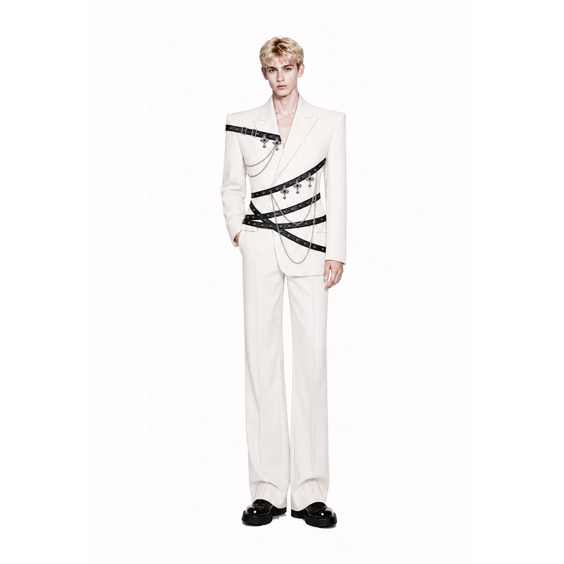 Yicai【Unlimited Silver Realm】Wide-Shoulder, Narrow-Waist Suit Jacket with Structured Design and Raised Shoulder Design, Waist-Cinching Blazer