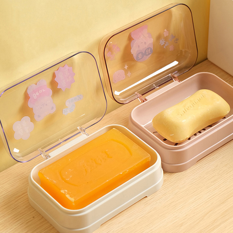 Creative Soap Box with Lid for Draining Water, Portable for Student Dormitory Bathroom, Household Bathroom, Flip-Top Soap Holder
