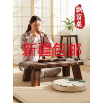 Xinjiang bay window sill small table new Chinese style solid wood tea table Kang table balcony low table Zen tea table tatami