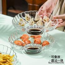 Glass dumpling plate with vinegar dish household dumpling plate high-looking special shell dish plate food storage box
