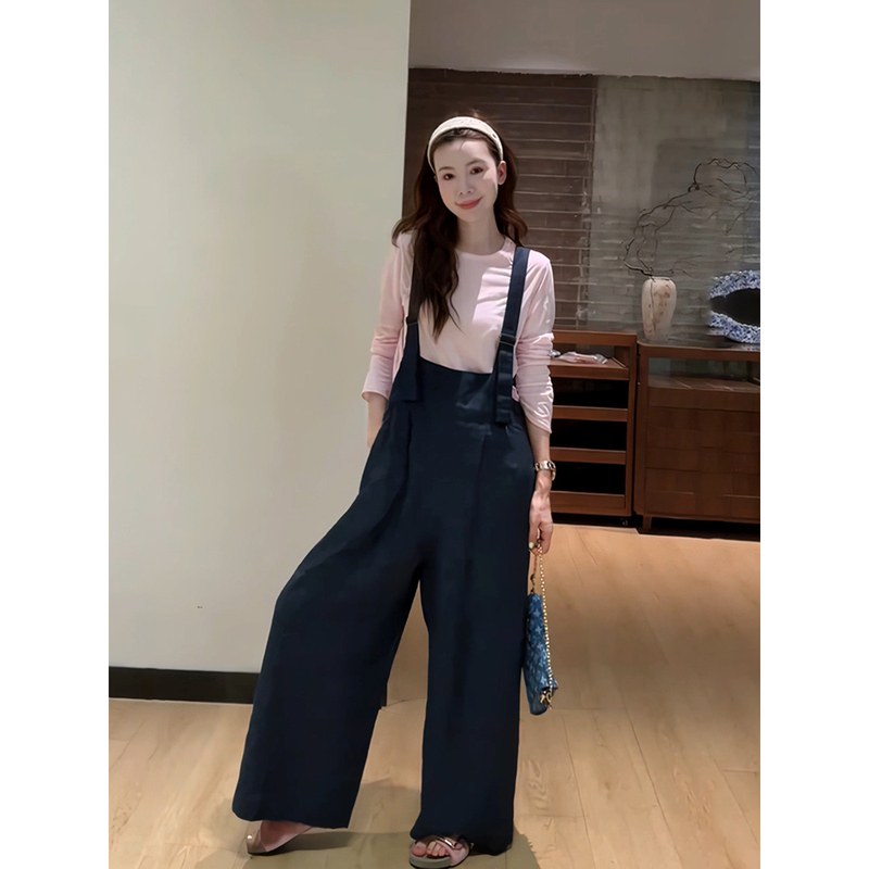 2026 Summer New Fashion Korean Dongdaemun Slimming and Age-Reducing Navy Blue Jumpsuit Overalls Straight-Leg Pants 2026 Summer New Fashion Korean Dongdaemun Slimming and Age-Reducing Navy Blue Jumpsuit Overalls Straight-Leg Pants