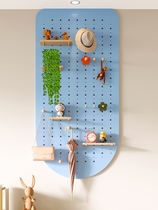 Hole board solid wood custom entry entrance wall storage rack large and small hole partition wall hanging board display storage rack
