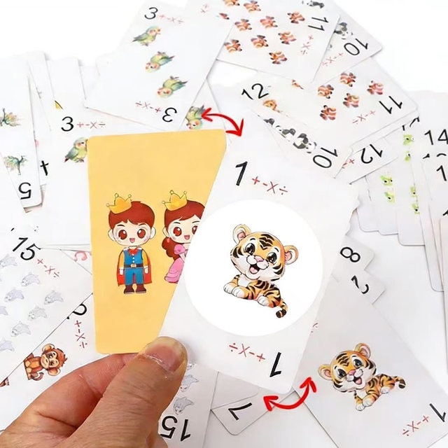 Addition, Subtraction, Multiplication, and Division Card Quick Calculation Teaching Aids for Elementary School Grades 1-4, Children's Math Educational Board Game