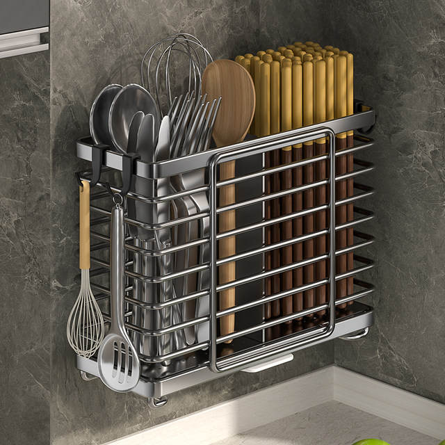 Chopstick storage box wall-mounted chopstick cage kitchen chopstick cage household drain spoon chopstick tube chopstick basket storage rack