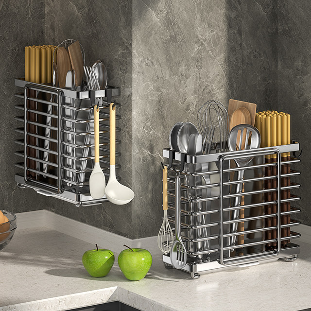 Chopstick storage box wall-mounted chopstick cage kitchen chopstick cage household drain spoon chopstick tube chopstick basket storage rack
