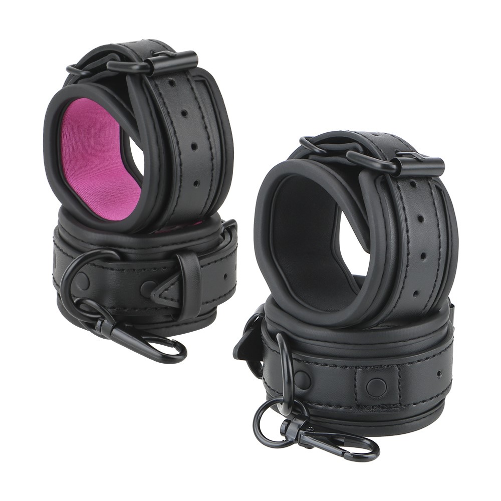 1Pair PU Leather Handcuffs SM Products Adult Games Adjustabl