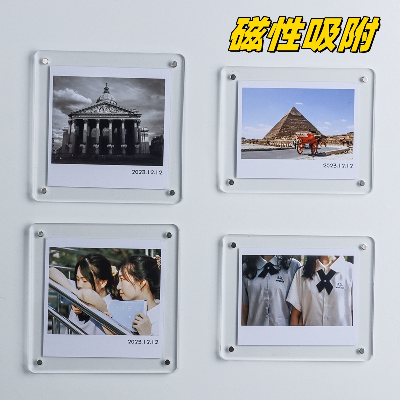 Acrylic Polaroid Magnetic Photo Frame Refrigerator Magnet Polaroid Sx70 Type I-Type Photo Paper 600 Type Display Frame