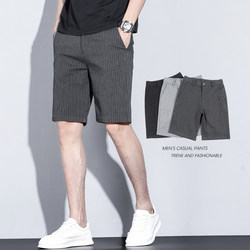Men's Summer Thin Striped Stretch Trousers, Men's Clothing 2025 Summer New Style British Straight Shorts