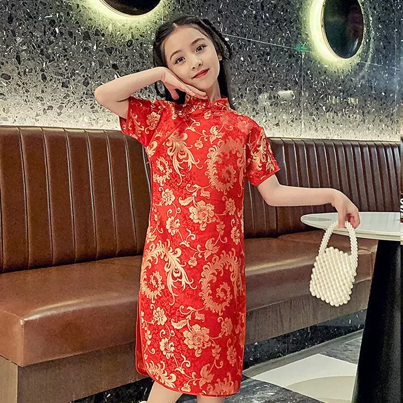 Детское традиционное китайское нарядное платье Танцюипао (Qipao) на Новый год