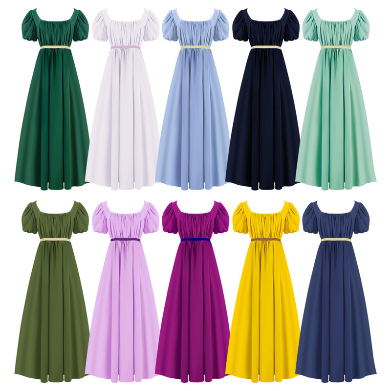 Bridgerton Vintage Regency Dress High-Waisted Ball Gown Victorian Tea Dress Halloween Costume