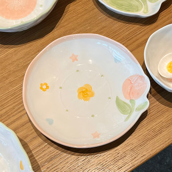 釉下彩盘子菜盘家用陶瓷高颜值8英寸大号深盘汤盘好看的饭盘碟子
