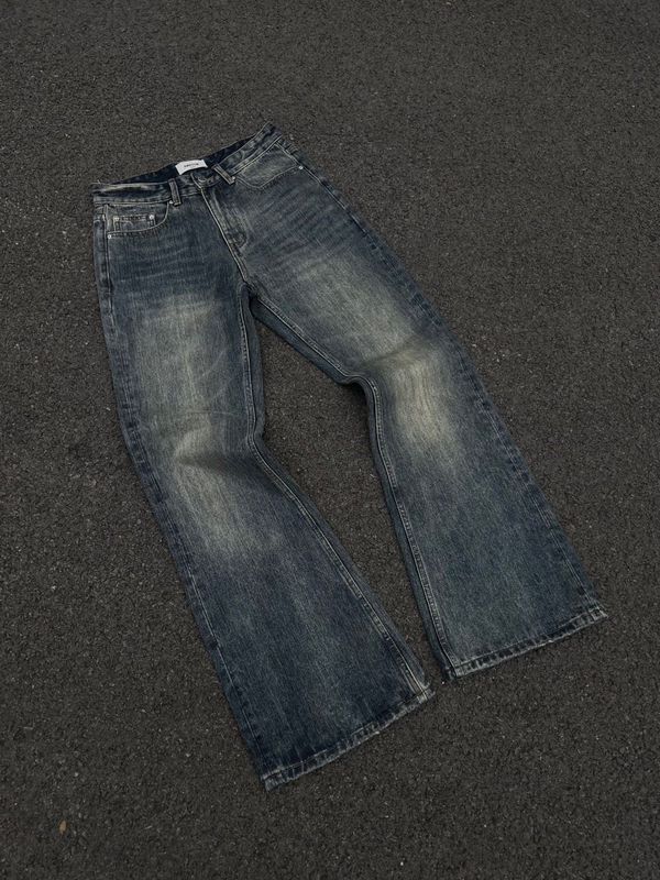 Ambsom Japan Okayama Bamboo Festival Sunset Gradient Washed Distressed Leg-Slimming Bootcut Flared Loose Jeans