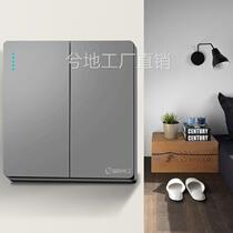 (Two-open multi-control) Type 86 household double-open middle triple-connected 2-open concealed multi-control switch three controls and one light