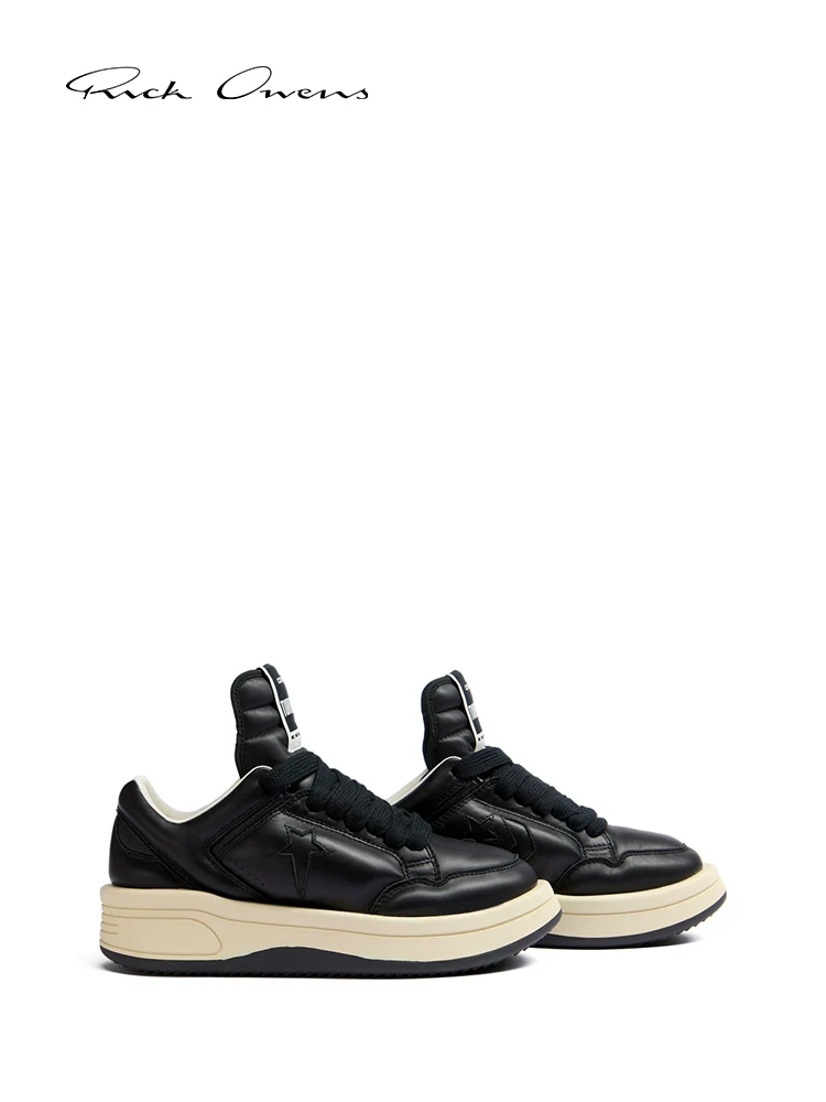 [Совместный первый релиз] Черные зернистые кожаные кроссовки RICK OWENS CONVERSE X DRKSHDW