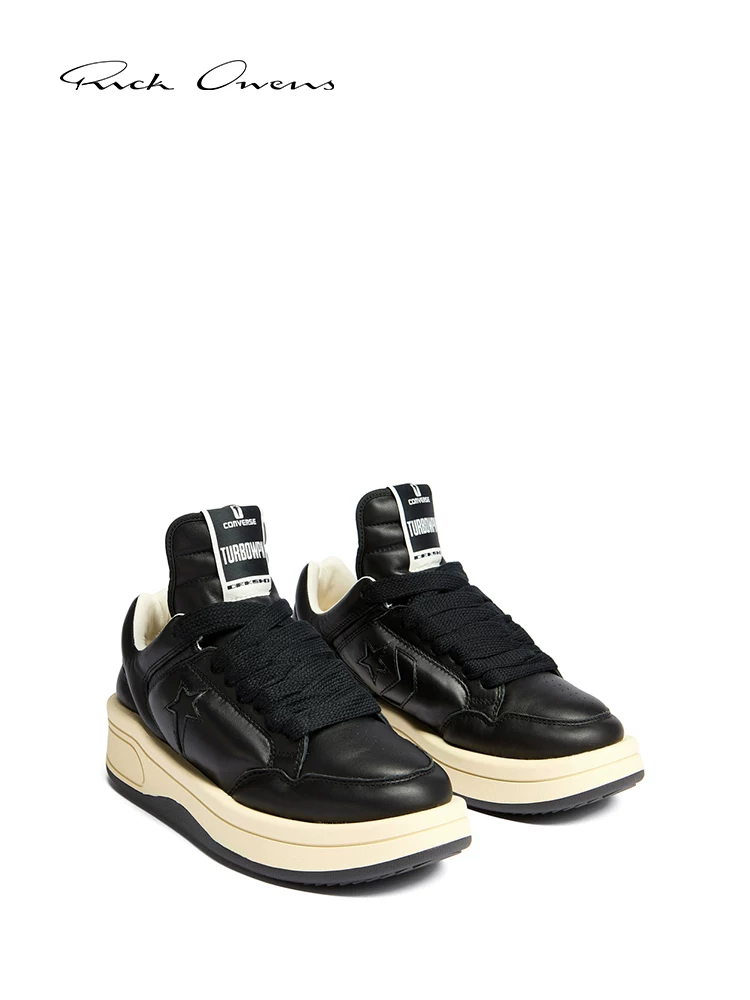 [Совместный первый релиз] Черные зернистые кожаные кроссовки RICK OWENS CONVERSE X DRKSHDW