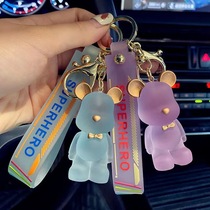 Key chain high-end exquisite high-end sense female internet celebrity crystal bow tie bear car key pendant creative key chain for men