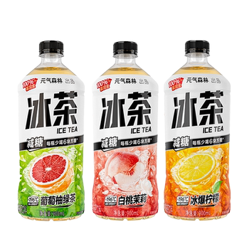 Yuanqi Forest Iced Tea Grape Lemon White Peach Jasmine Flavor Black Tea Green Tea Fruity Beverage 900ml Large Bottle