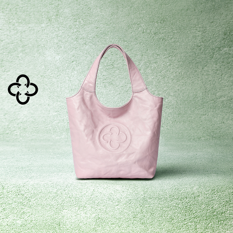 Cassile Mini Vest Handbag for Women, Pink Vegetable-Tanned Leather, Fashionable Pleated Tote Bag