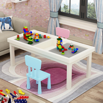 Childrens building block table pure solid wood multi-functional large size large particle educational assembled toy table kindergarten tour manufacturer