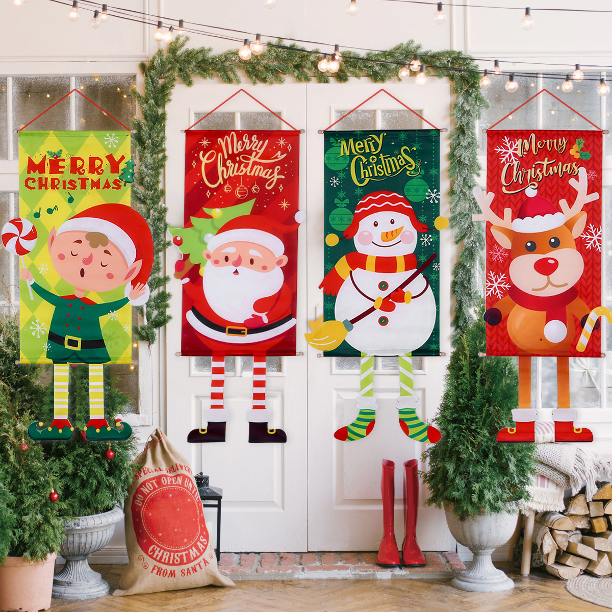 Christmas Hanging Flag Adornment Mall Bar Shop Placement Creative Props Atmosphere Tree Door Pendant Scene Hanging Banner-Taobao
