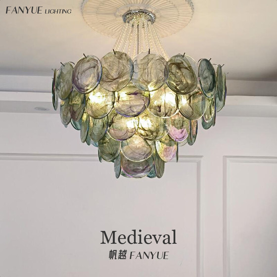 French Retro Murano Living Room Main Light Green Glass Romantic Chandelier Dopamine Bedroom Dining Room Zhongshan Lighting Fixtures