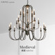 French Mid-Century Style Staircase Chandelier Duplex Building Black Lamp High-End American Retro Hotel Lobby Villa Lighting Fixtures