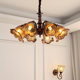 Living Room Chandelier, French Retro Mid-Century Style, Melard Flower Glass Bedroom Lamp, American Light Luxury and Elegant Dining Room Lamp