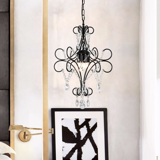 French Retro Bedside Chandelier, American Black Light Luxury Crystal, Vintage Bedroom, Hotel Corridor, Balcony, Bar Counter Lighting Fixtures
