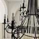 French-Style Staircase Chandelier, Vintage Living Room Crystal Black Candle Lamp, Villa Open-Air Duplex Hotel Lobby with a Sense of Luxury