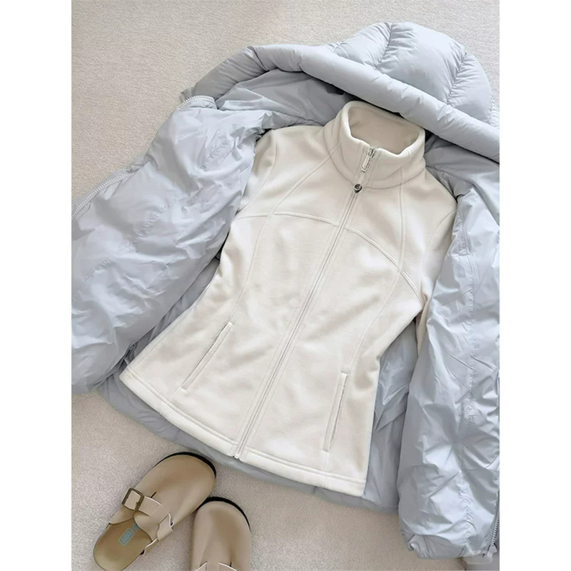 Slim-Fit Fleece Inner Layer Jacket for Women, Autumn and Winter Fleece-Lined Jacket, Fleece Inner Lining, Waist-Cinching Double-Sided Fleece Top
