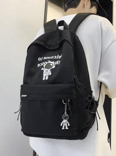 French Mkpref School Bag for Men, Fashionable and Versatile, Large Capacity, High School, Junior High School, College Student Trendy Brand Backpack for Women