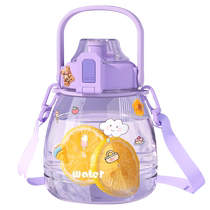 Large capacity water cup for girls 2023 new childrens high temperature resistant internet celebrity straw plastic kettle big belly cup 2206