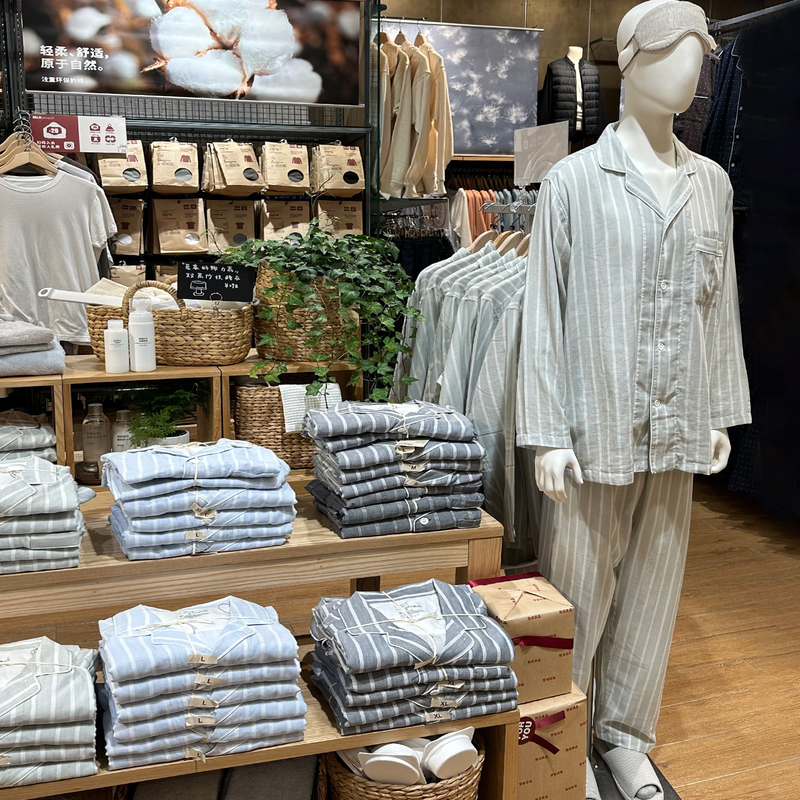 Liangpin Unprinted Pajamas Women's Pure Cotton No Side Seam Double-Layer Gauze All-Cotton Breathable Men's Co-Branded Homewear Set