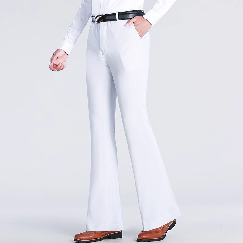 2026 Spring New Elastic Men's Dress Pants Fashion Flared Pants Men's Casual Slim Fit Draped Men's Wide Leg Pants