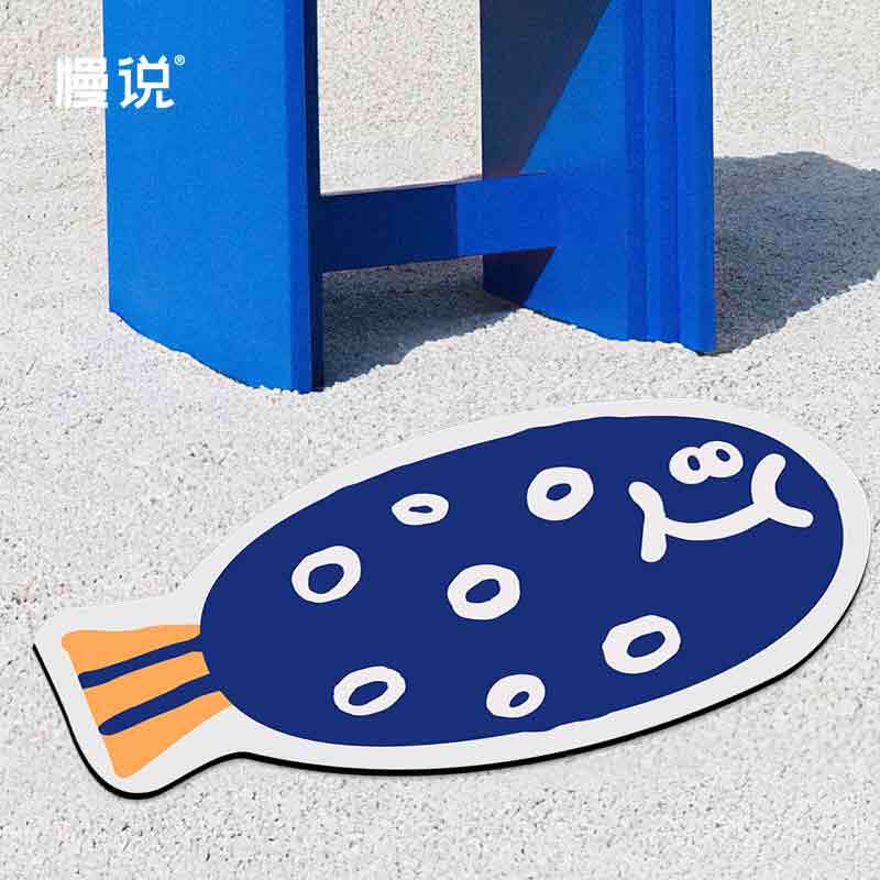 [Bathroom Floor Mat] Blue Puffer Home Bathroom Door Carpet Water-Absorbent Anti-Slip Multifunctional Foot Mat