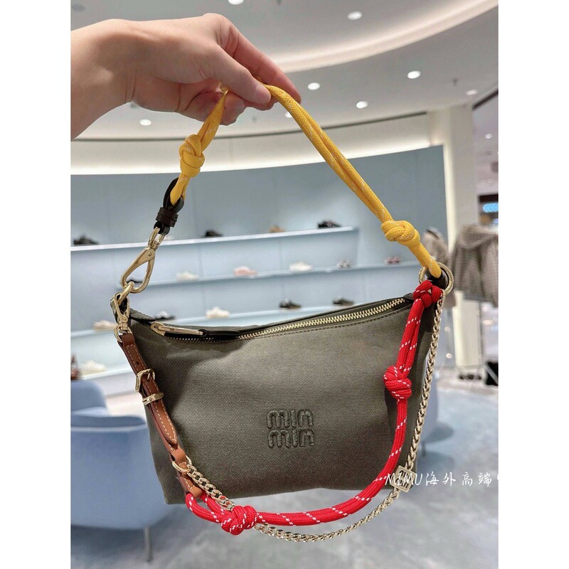 【In Stock】25S New Spring Collection Color-Block Surf Rope Canvas Dumpling Lunchbox Bag Versatile for Commuting Single Shoulder Crossbody